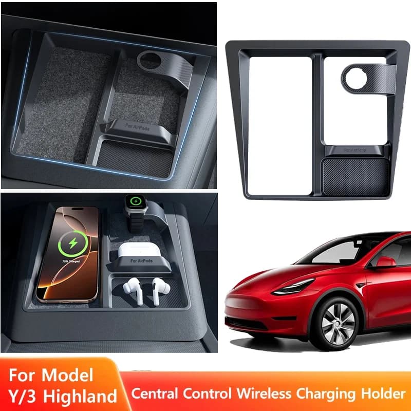 Wireless Charging Stand Phone Headphones Watch Anti Slip Stopper for Tesla Model 3 Highland Model Y Juniper 2025-2026 Parts