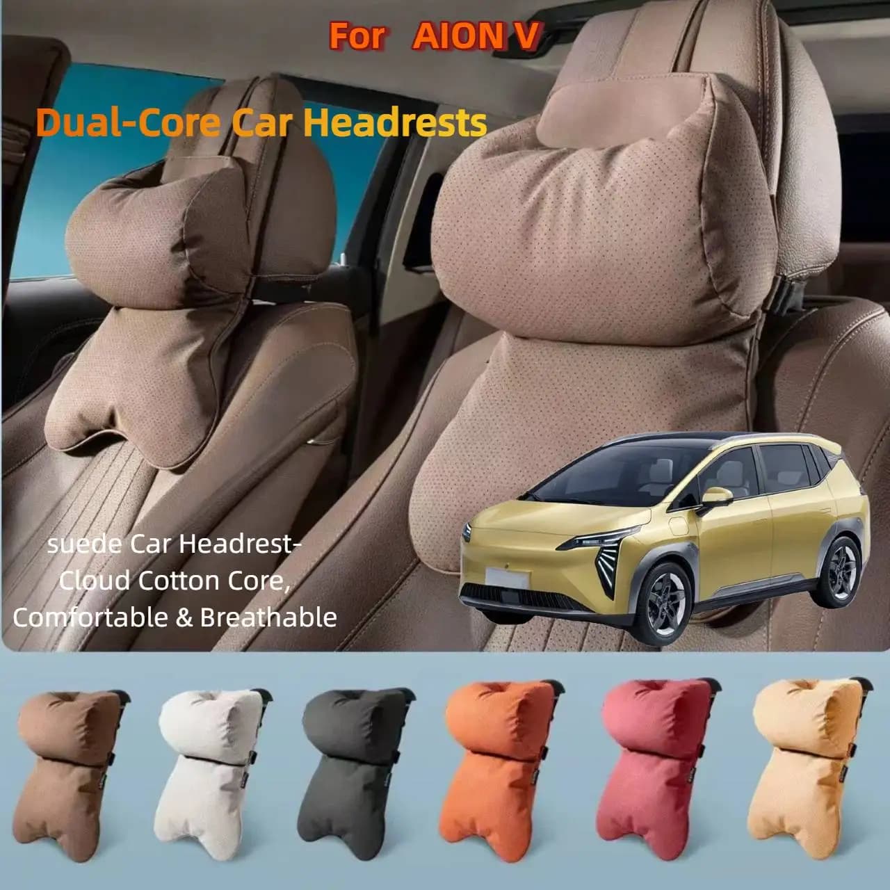 Dual-Layer Breathable Car Headrest For AION V  Double Layer Neck Shoulder Support 4 Seasons Univers