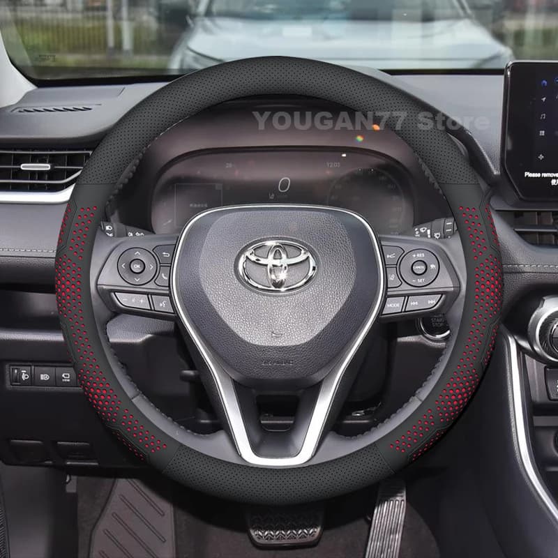 Leather Car Steering Wheel Cover For Toyota RAV4 Sienna Vios 2006-2024 2025 Non-slip Auto Steering Wheel Toyota RAV4 Accessories