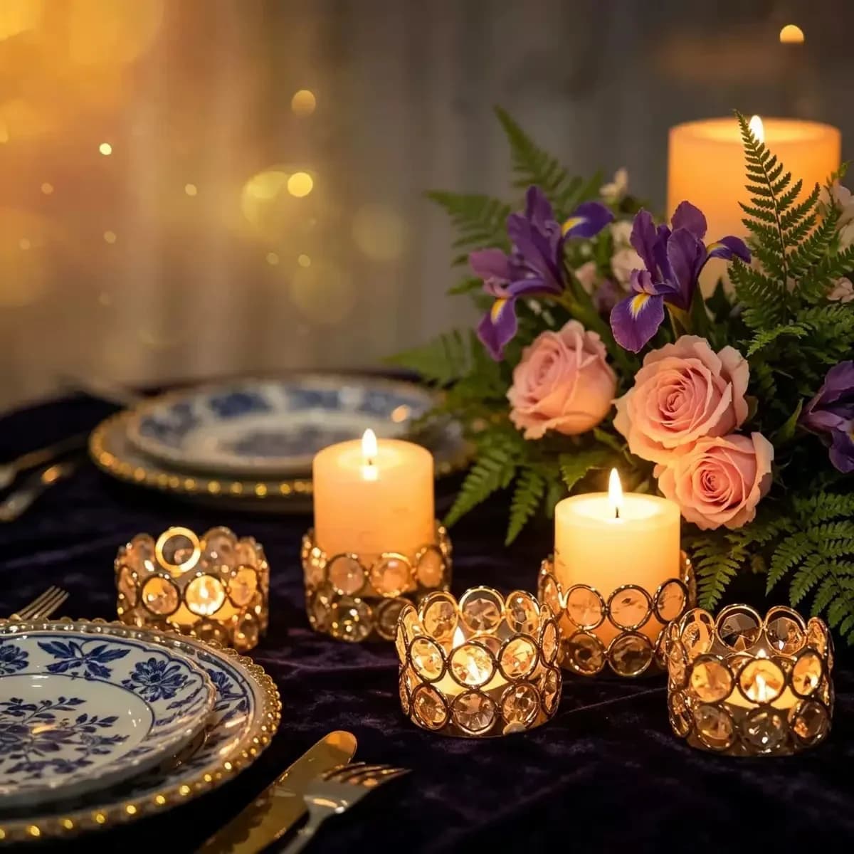 Crystal Votive Candle Holders Tealight Jewel Bowl Stands Decorative Centerpiece for Wedding Party Home Table Decor