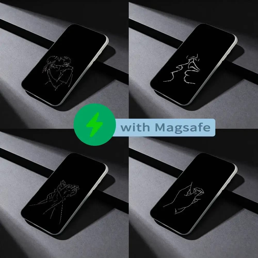 Minimalist Line Couple Hands  Phone Case For iPhone 17,16,15,14,13,12,X,XS,Pro,Max,Plus,E,Air,Mini with Magsafe Magnetic Frosted