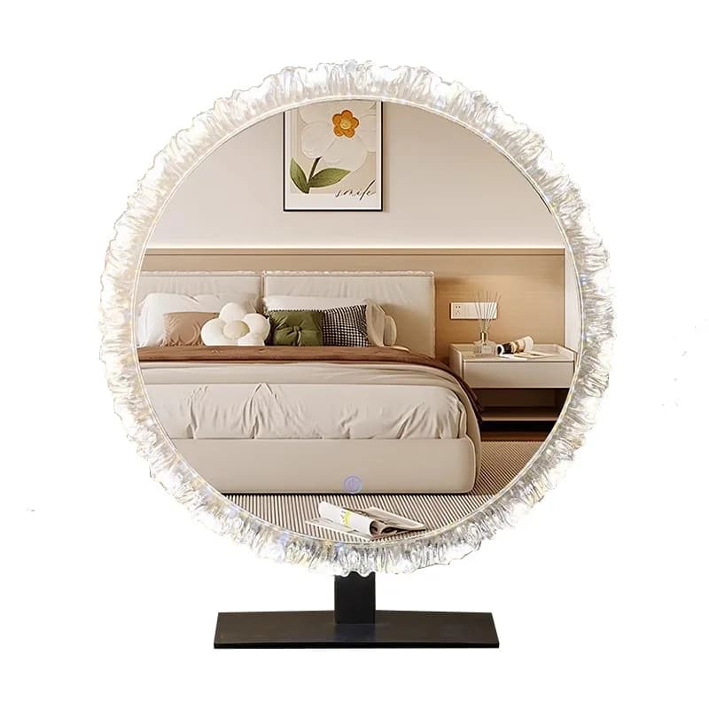 CX light luxury smart desktop mirror steel frame base acrylic adjustable makeup mirror