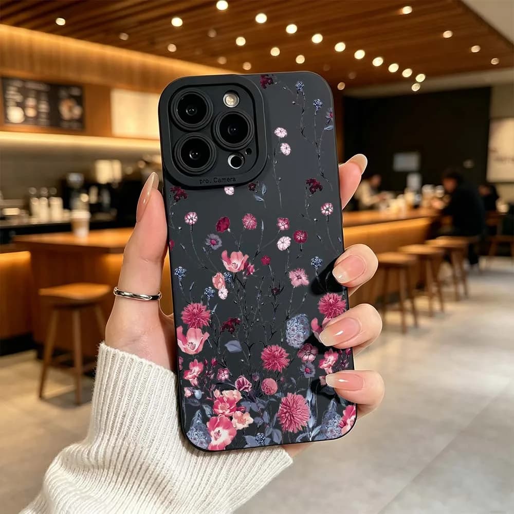 Embossed Floral Pattern For iPhone 18 Pro Max 17 16 15 14 Pro Max 12 11 13 Air XS 16e Fall Proof Soft Cover Phone Case