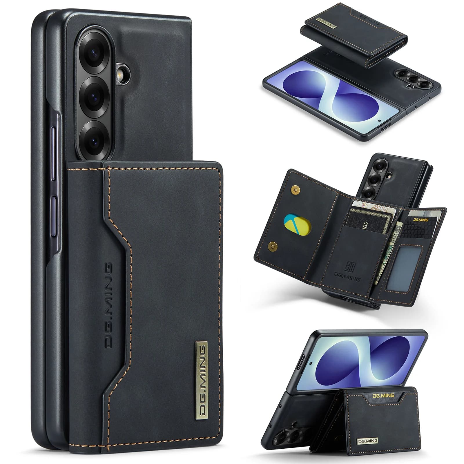2 In 1 Magnetic Case For Samsung Galaxy Z Fold 8 Ultra 7 6 4G 5G 2026 Wallet Leather Card Holder Pocket Cover Funda Shell