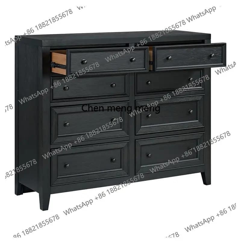 8-Drawer Dresser in Ebony Finish, Modern Storage Solution for Bedroom Furniture, Stylish and Functional Chest with Ample Space