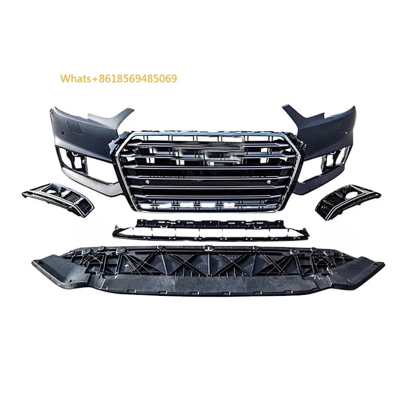 Car Bodikits High Quality PP Material Auto Modified Front Bumper with Grill   A4 B9 S4 New Style Body Kit 2017 2018 2019