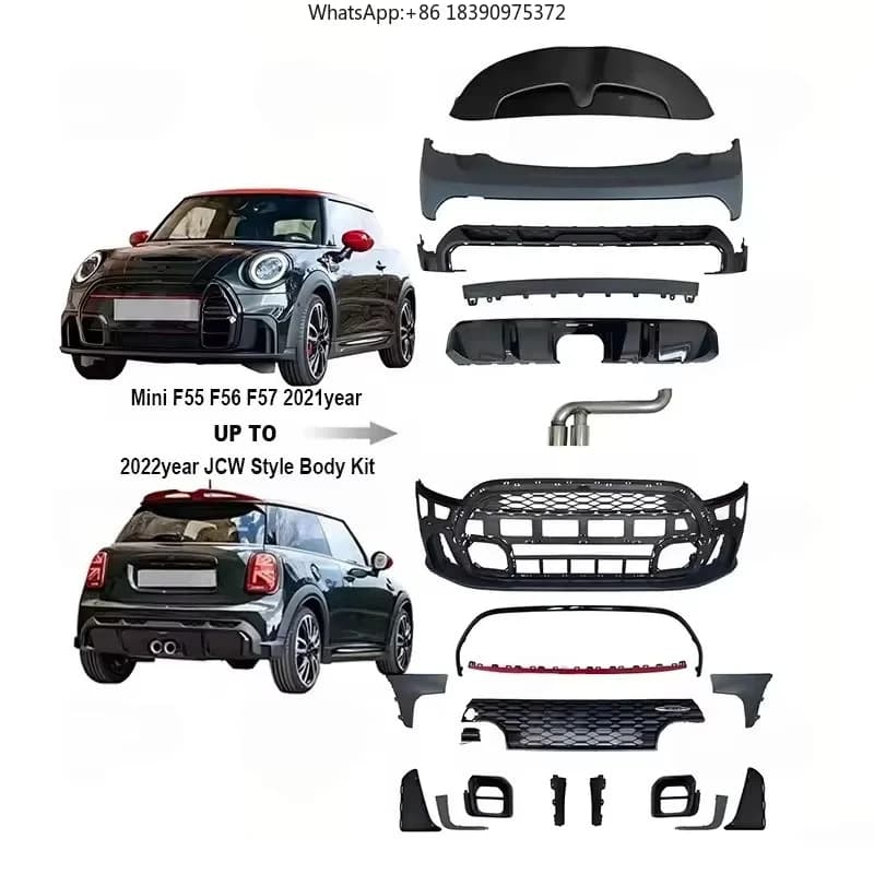 For Mini Cooper 2021-2022 Jcw Style Body Kit Front Rear Bumper Body Kits PP ABS Material for Auto Upgrade 2022 Jcw Style Bodykit