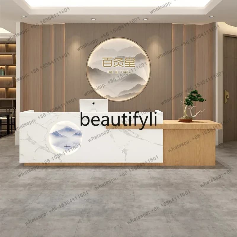 D30Medieval style checkout page counter integrated beauty salon physiotherapy health center retro, reception desk