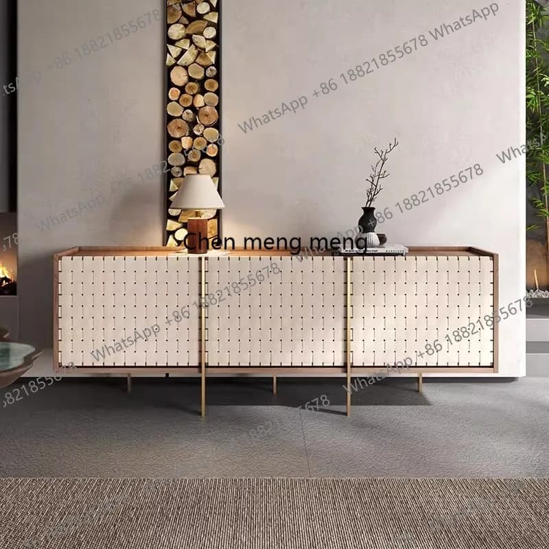 Nordic walnut dining side locker modern simple entrance living room decorative storage cabinet