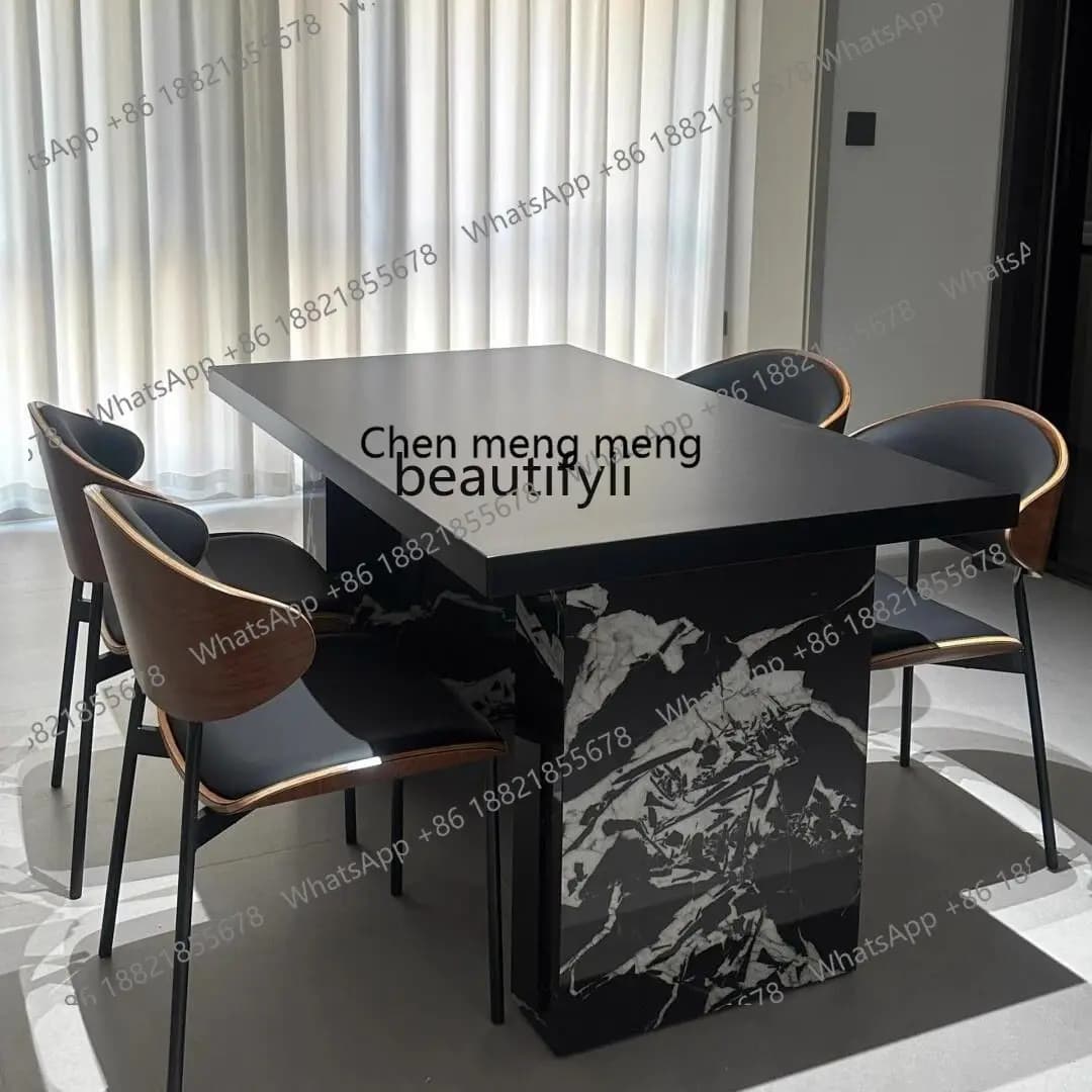 X New model, dining table rock slab, dining table and chair combination, large apartment modern simple tea table rectangle