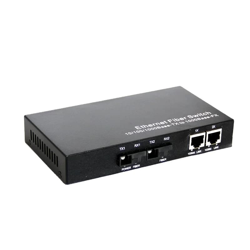 Fiber Optic Media Converter 2 SC Fiber Port 2 RJ45 Port 10/1000Mbps Single Mode Single Fiber