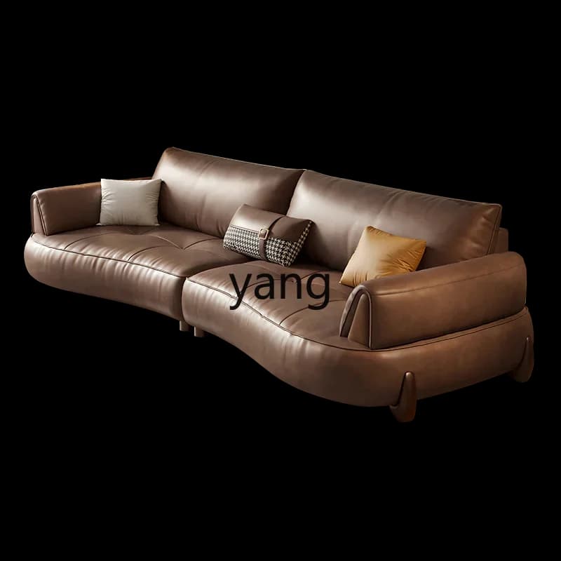 LH retro style small apartment living room simple straight row first layer cowhide