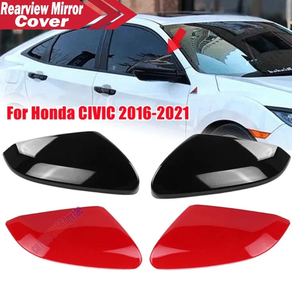 For Honda 10th Gen Civic 2016-2021 Car Rearview Side Mirror Cover Wing Cap Exterior Door Trim Replacement