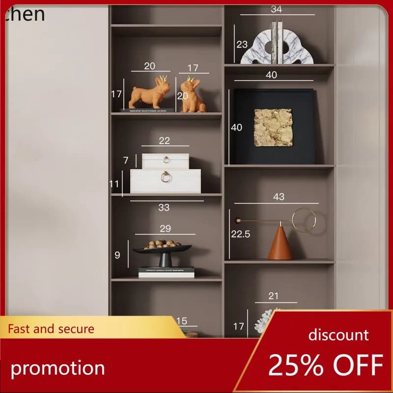 CZ Earth Tone TV Cabinet Open Shelf Decorative Ornament Large Flat Living Room Wine Cabinet Home Decor