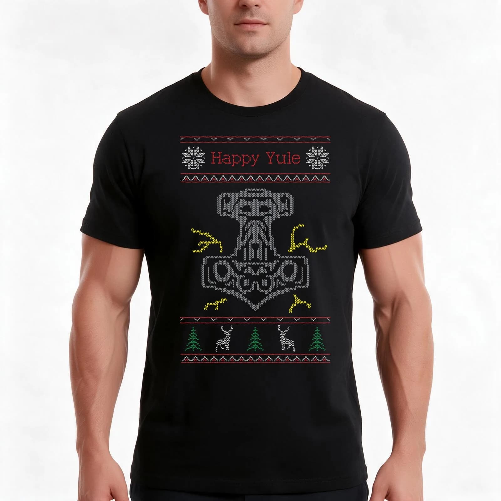 VHEH - 'Happy Yule' T-Shirt, Summer Casual Cotton Tee, Oversized Streetwear Tops, Vintage Graphic Print, Loose Fit Short Sleeve