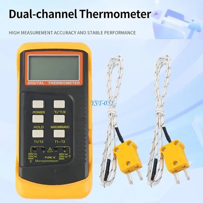E15A Industrial Digital Thermometers With 2 Probes For Accurate Temperatures Readings Up To 1370C