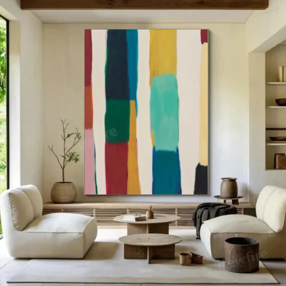 Nordic Handmade Canvas Abstract Oil Painting Decorative Home Mural Trim Hanging Image For Livingroom Bedroom Aisle Porch Pendant