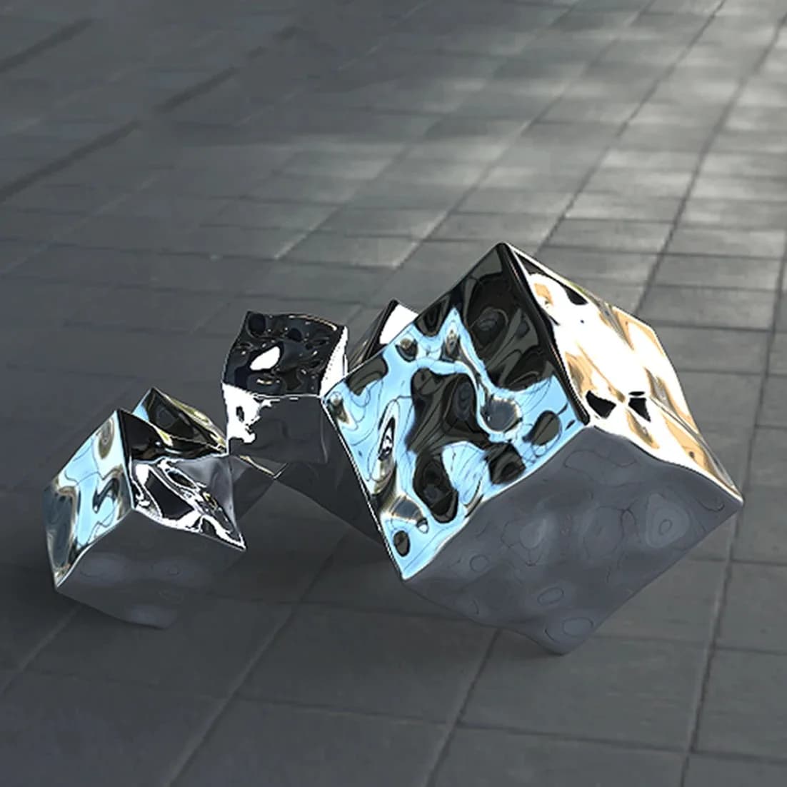 *& Living Room Exhibition Hall Garden Park Shopping Mall Stainless Steel Water Cube Combination Sculpture