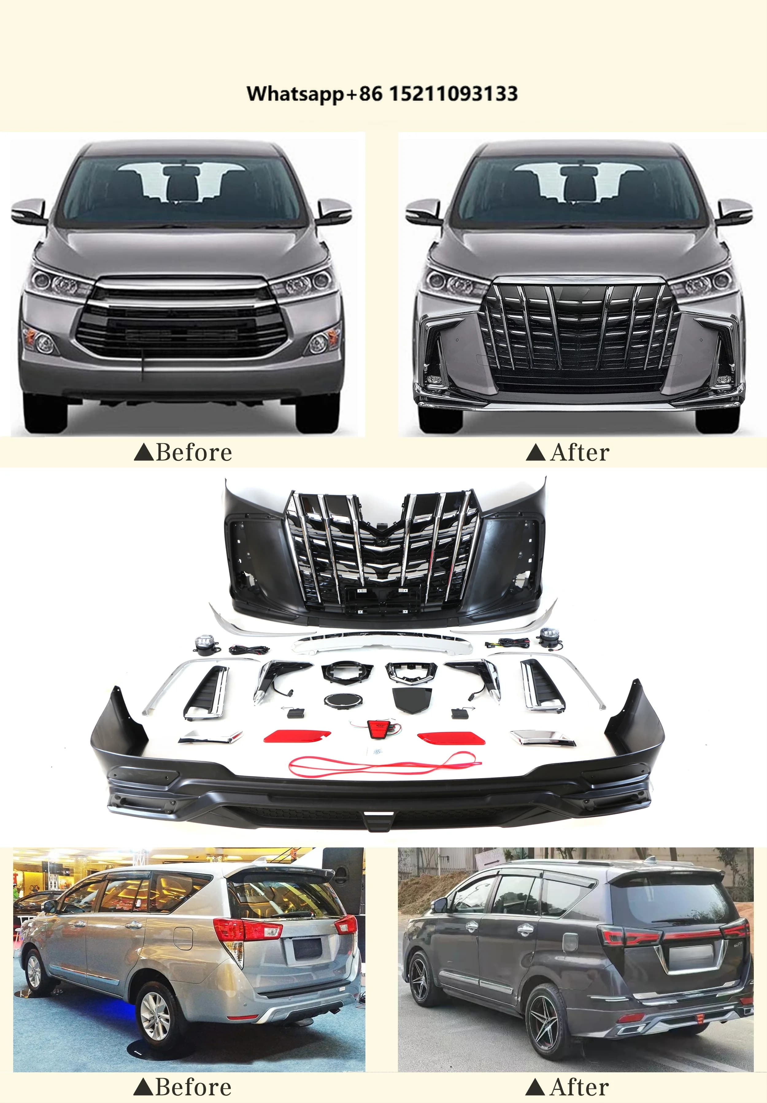 Wholesale Auto Facelift Front Bumper Fog Lamp BodykitInnova Crystal 2016-2022 Body Kit Other Exterior Accessories
