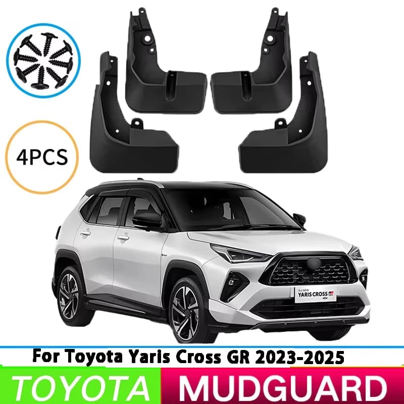 For Toyota Yaris Cross GR 2023-2025 high-spec versions, front and rear wheel mudguards, tire mudguards, and splash guards.