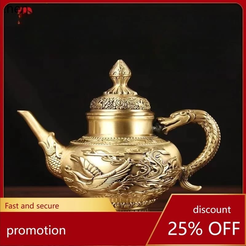 Cz brass dragon and phoenix decanter - premium court-style dragon and phoenix wine pitcher - decorative ornament