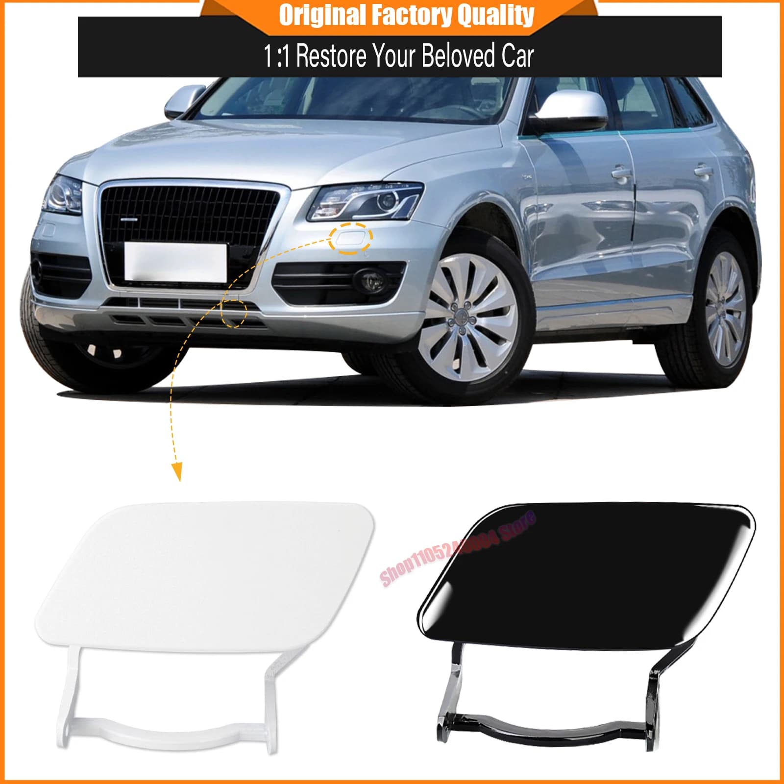 For Audi Q5 2008-2012 Front Bumper Headlight Washer Spray Nozzle Cover Caps Left Right Pair 8R0955275 8R0955276 (