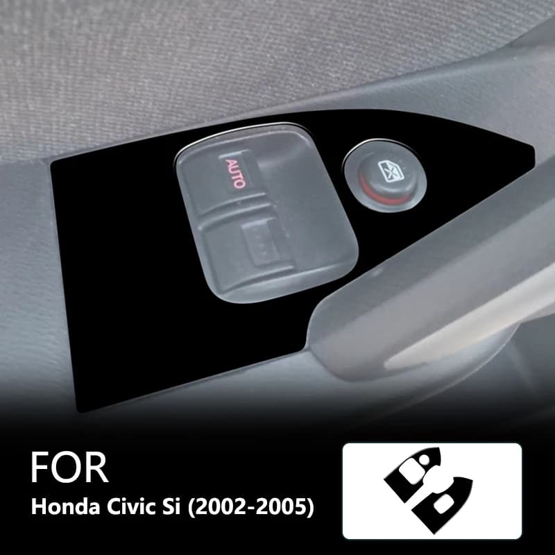 For Honda Civic Si 2002 2003 2004 2005 Front Window Controls Brand New ABS Gloss Black Safeguard Stickers Car Accessories
