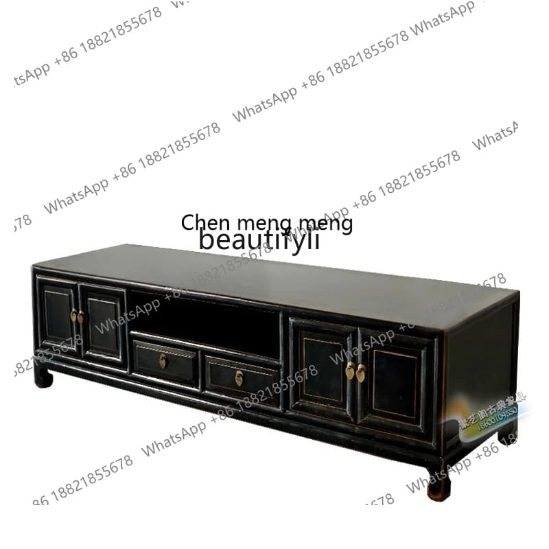 New Chinese all-solid wood TV cabinet, water blue audition cabinet, antique and old TV cabinet