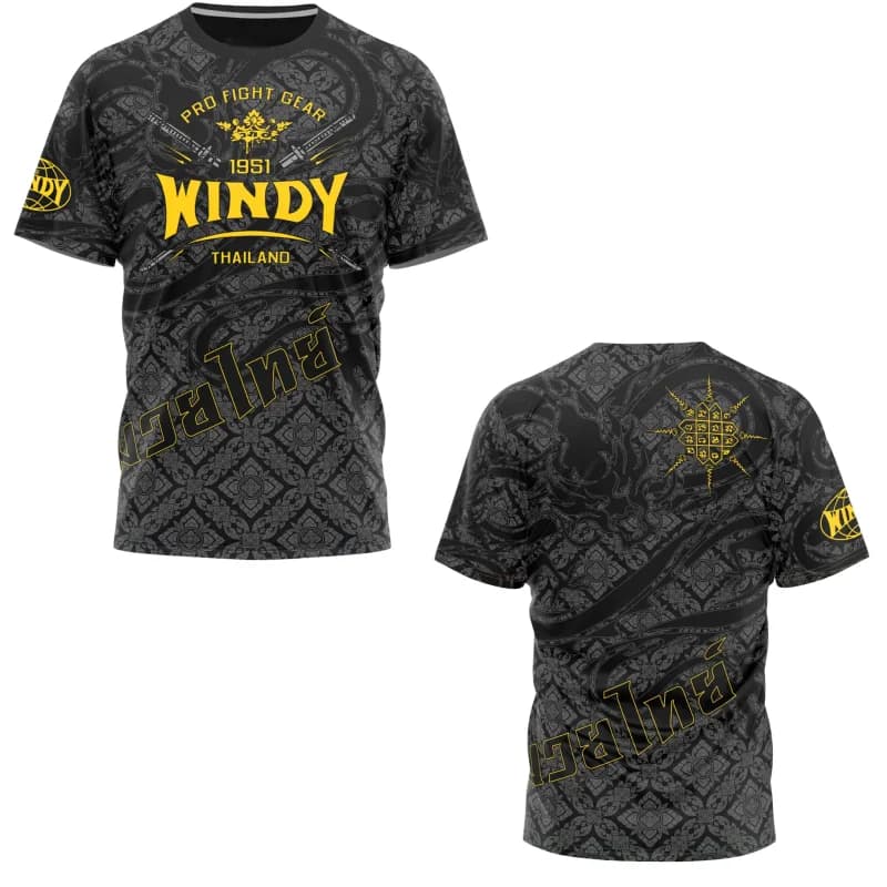 Men's and Women's 3D Printed Breathable Round-neck WINDY Muay Thai T-shirt Fashionable Trendy Summer Sports Short Sleeve Tops