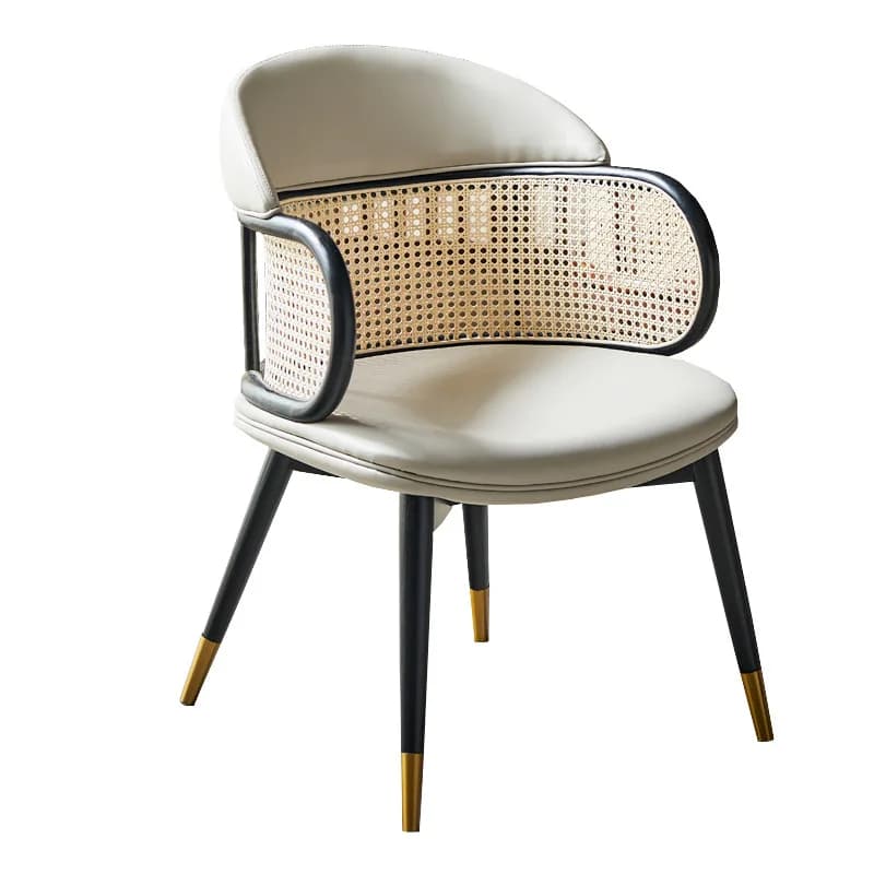 Modern light luxury restaurant chair simple solid wood rattan dining chair cafe milk tea shop makeup chair