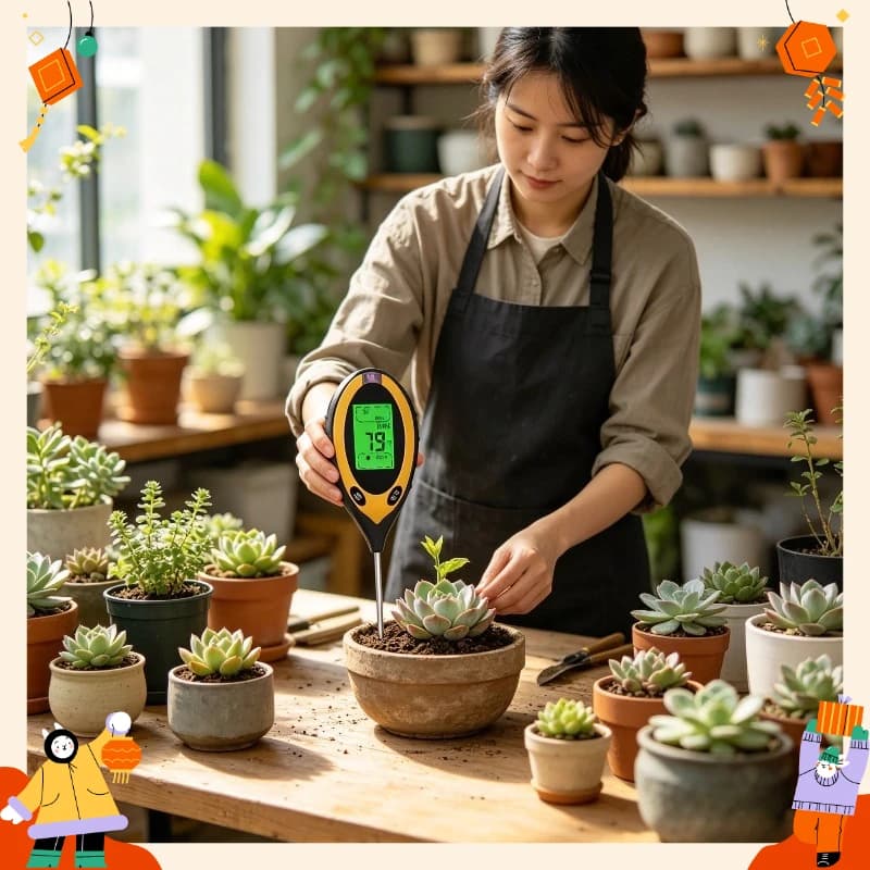 Multifunctional 4-in-1 Soil PH Meter Measure Moisture Temp Light Intensity Soil Acidity Test Tool For Farm Planting