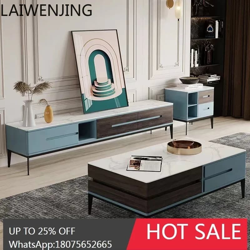 Italian minimalist living room modern rectangular coffee table TV cabinet combination