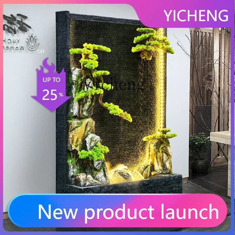 LYY   large rockery water curtain wall running water partition screen living room club background wall courtyard landscaping