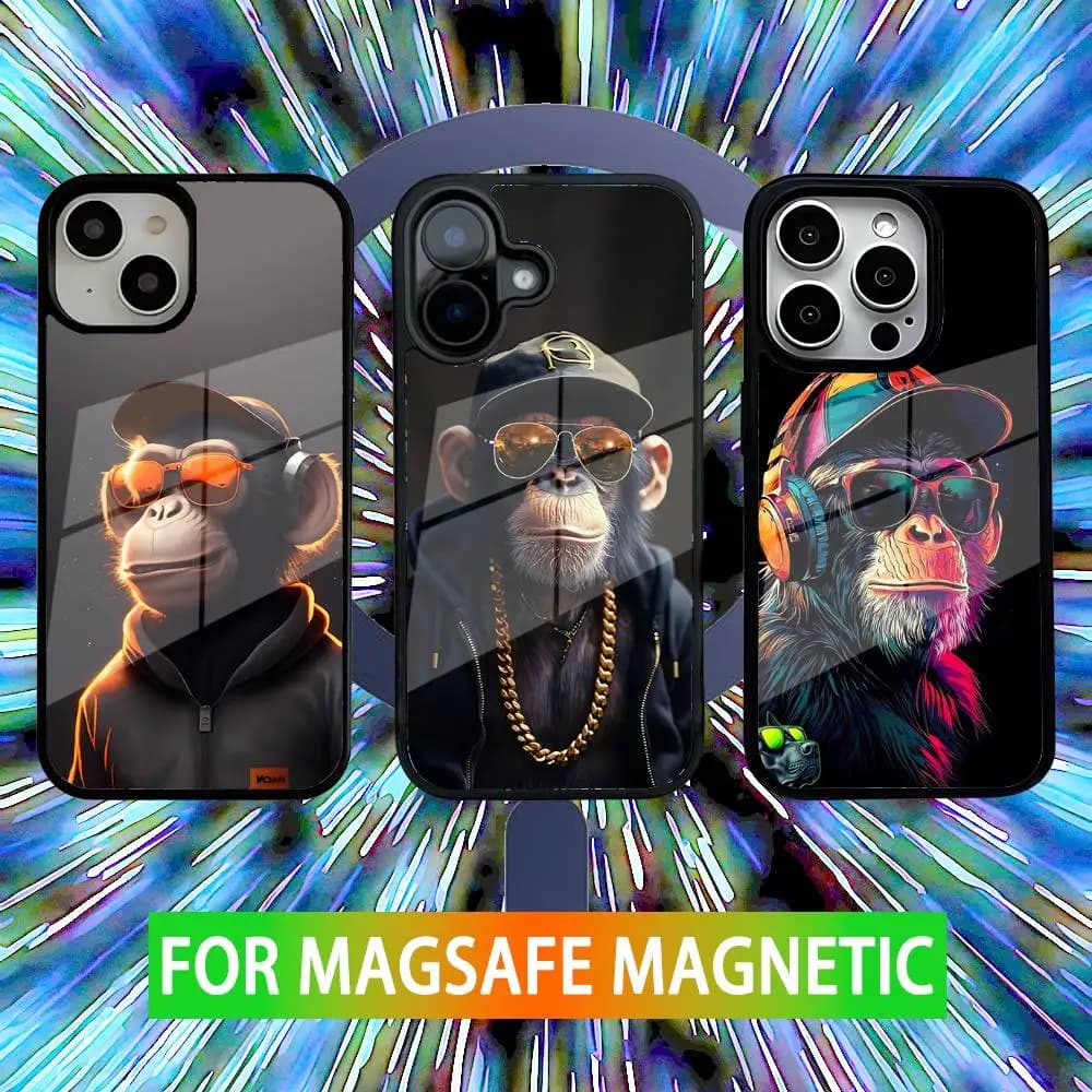 Monkey Gorilla Ape COOL Phone Case For iPhone 16,15,14,13,12,11,Pro,Max,Plus,Mini,SE New Magsafe Magnetic Wireless Charging