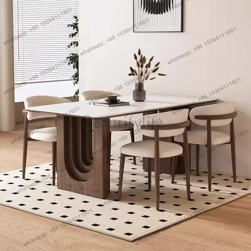 FG Small-sized Apartment Dining Table Solid Wood Modern Simple Dining Table French Retro Dining Room Furniture Linge De Table YS