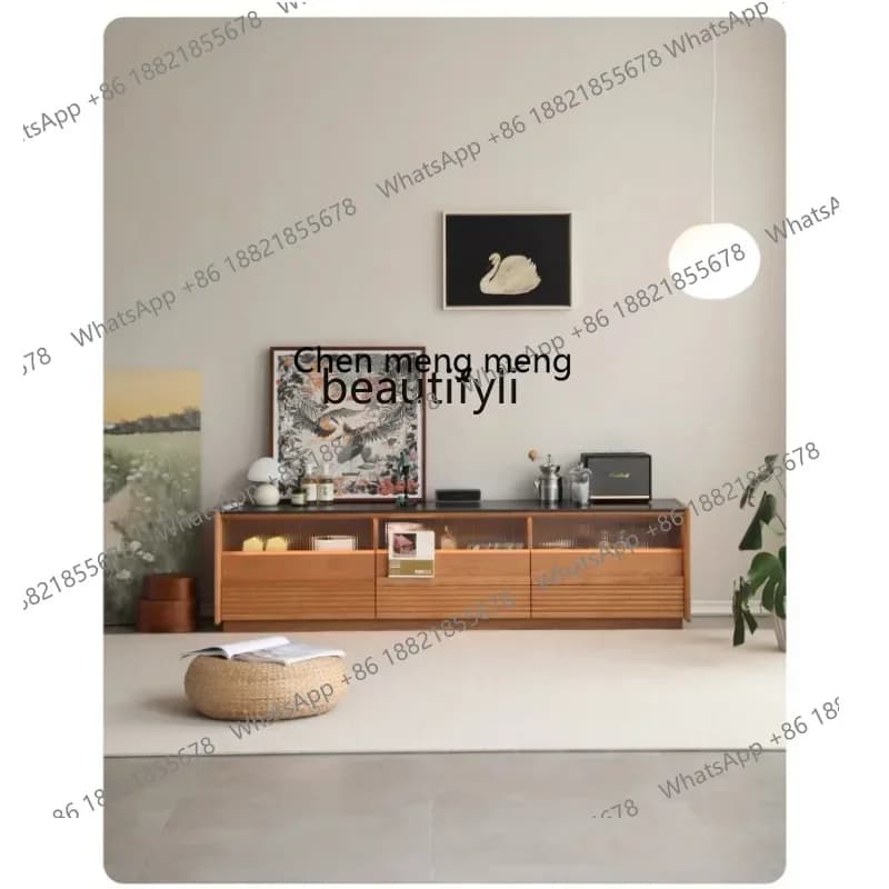 cc182Cherry wood TV cabinet Living room simple rock slab solid wood floor TV cabinet R