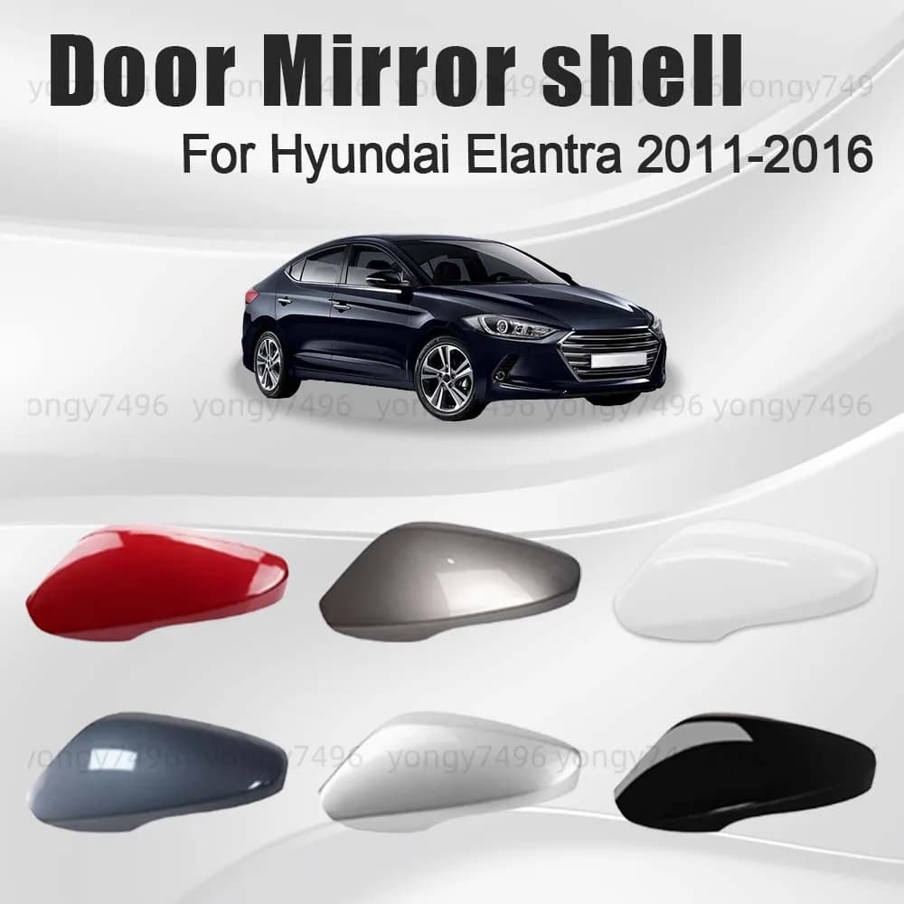 Protective Cover White Black Red Silver Shining Copper Door Mirror Shell For Hyundai Elantra 2011-2016 With Light Trough Replace