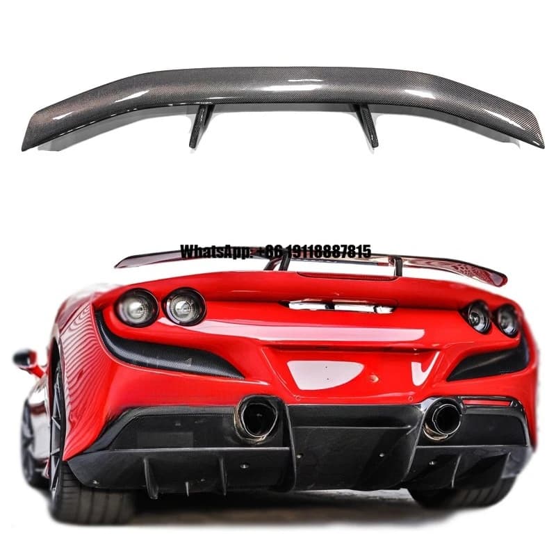 Car Exterior Accessories for Ferrari F8 Novi Style Prepreg Dry Carbon Fiber Rear GT Spoiler Racing Wing Body