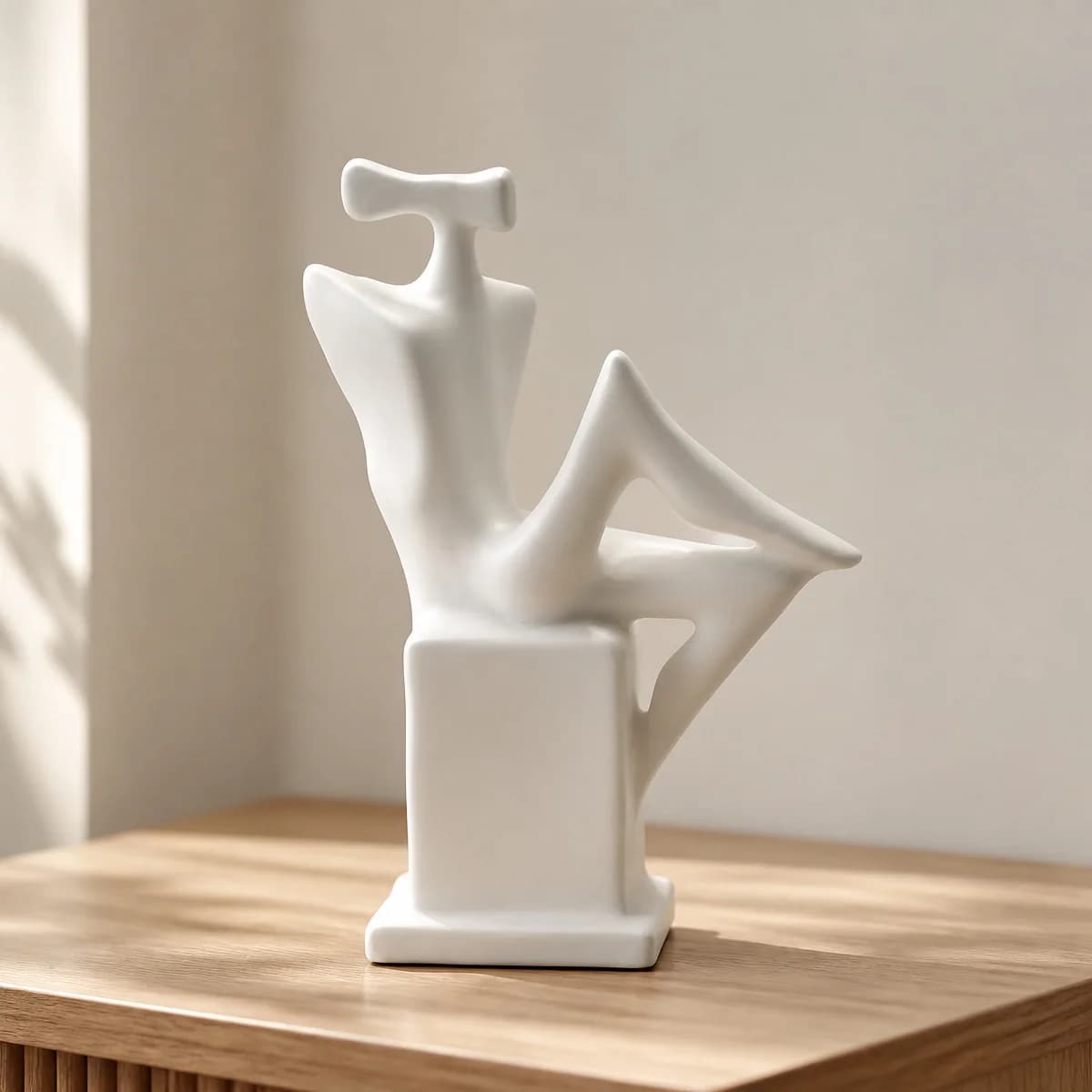 Modern Abstract Sitting Man Resin Sculpture, Nordic Home Decor