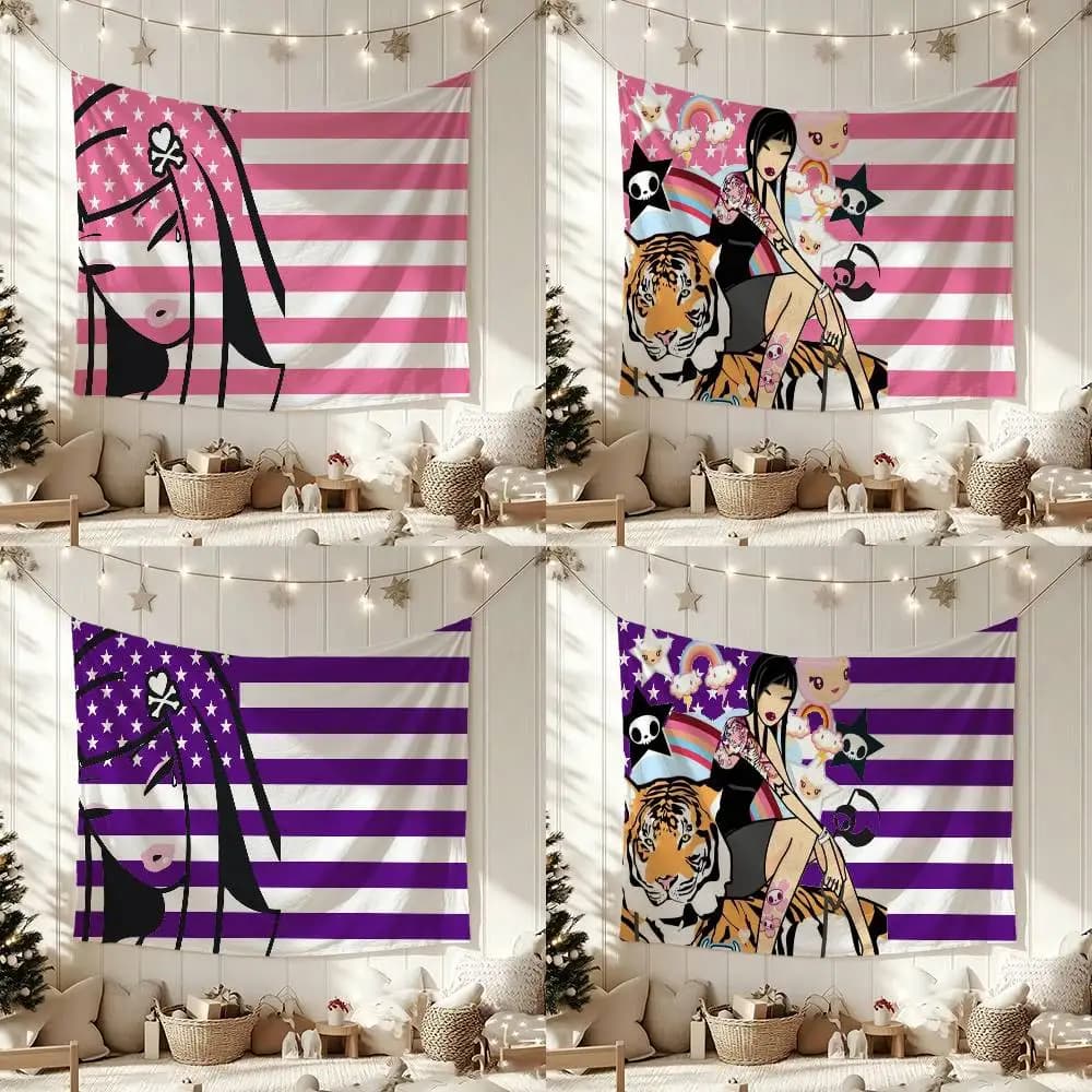 Cartoon T-Tokidokis Flag Outdoor Decorations for Bedrooms Home Decor Items Decoration Banners