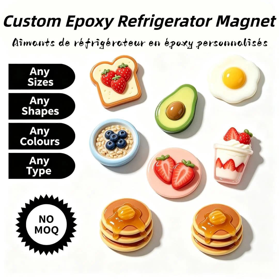 Customized Epoxy Refrigerator Magnet 3D Embossed Epoxy Resin Refrigerator Sticker Food Shaped Magnets Creative Gifts