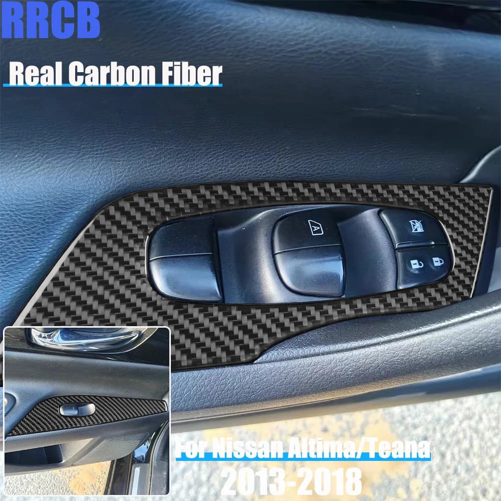 Real Carbon Fiber Car Accessories Window Lifting Soft Cover Sticker For Nissan Altima/Teana L33 2013 2014 2015 2016 2017 2018