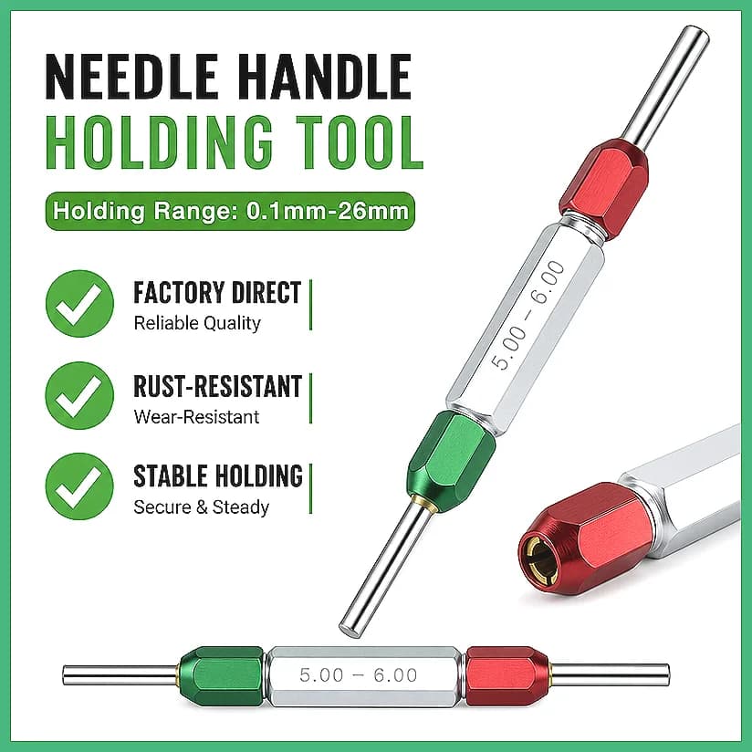 Aluminum Alloy Pin Gauge Handle Holder Dual-Head Red Green Go No-Go Plug Gauge Clip Fixture