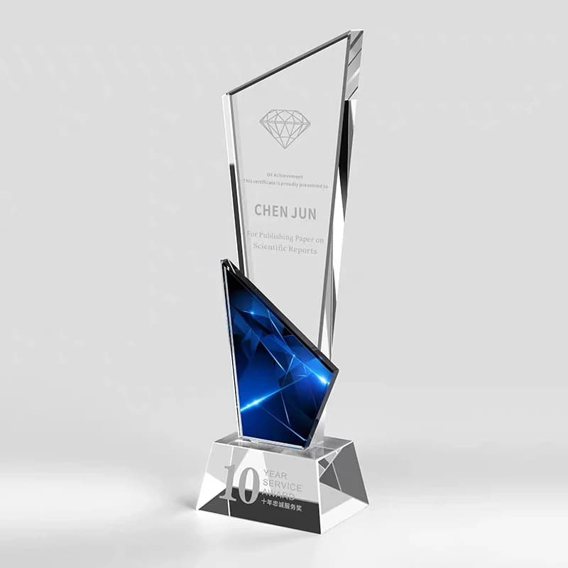 Customized Crystal Glass Trophy Medals for Corporate Events and Special Celebrations Text Logo Engraving Free Personalization