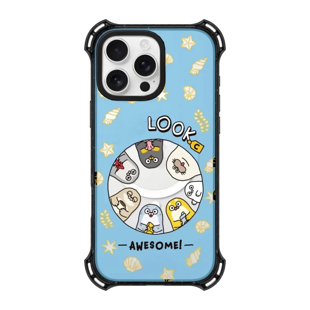 Creative Cartoon Seal Partner 4 Corner IPhone 14 15 16 Pro Max Case - Protective IPhone Case