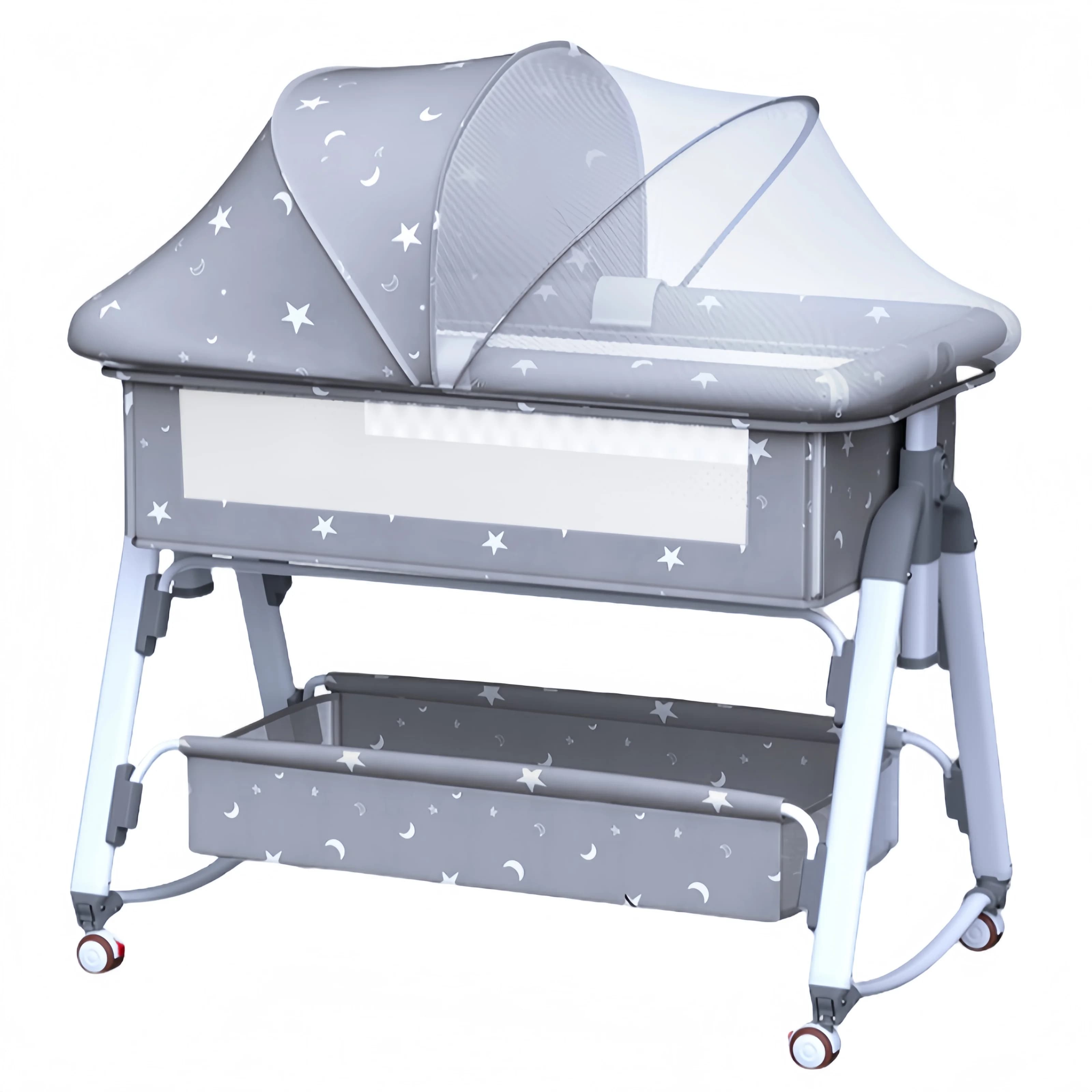 Best-Selling Multi-Functional Baby Stroller with Portable Detachable Cradle and Movable Rails Guard