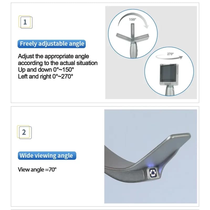 Portable Digital Video Laryngoscope with 10 Reusable Waterproof -Fog Blades