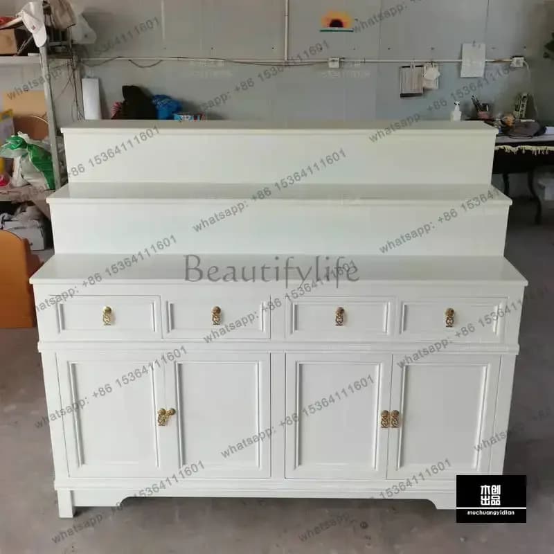 white table three-layer Buddhist platform household solid wood incense case Chinese vertical cabinet God of Wealth cabinet