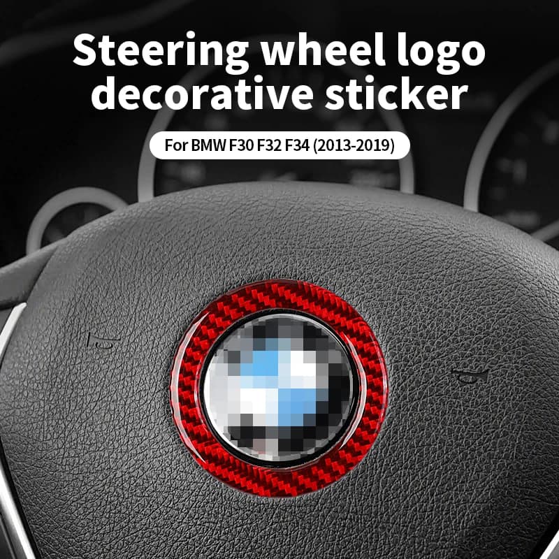 For BMW F30 F32 F34 2013-2019 Soft Carbon Fiber Car Steering Wheel Logo Decorative Ring Cover Trim Sticker Interior Accessories