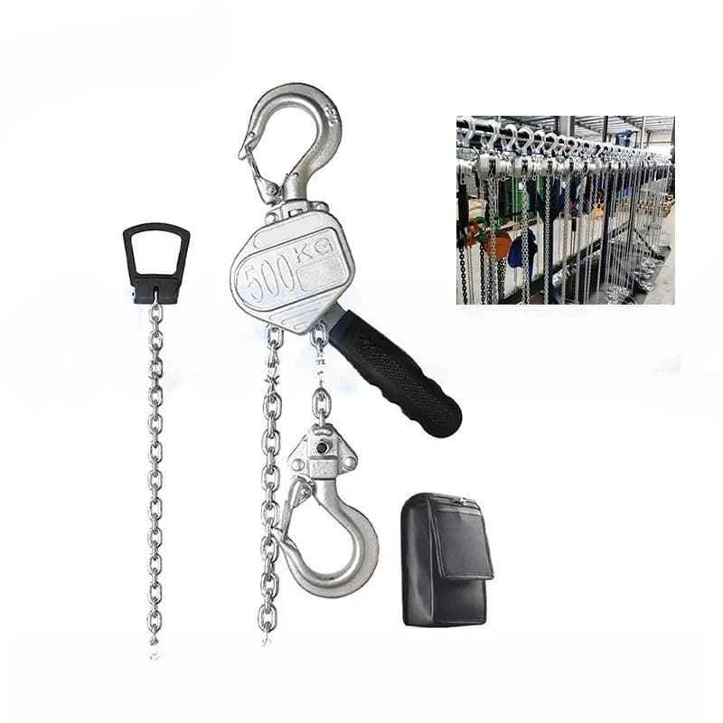 0.5T Aluminum Alloy Portable Mini Crane Strong Load Bearing Hand Board Gourd Micro Hand Cranked Lifting Hoist Small Lever Blocks